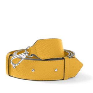 Leatherology Pebbled Turmeric Yellow Leather Strap Guitar Crossbody Shoulder
